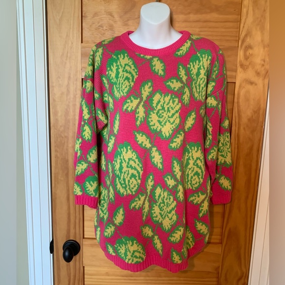 Vintage Flower Sweater | Vintage Knit Sweater | Floral Sweatshirt | Colourful - Picture 1 of 2